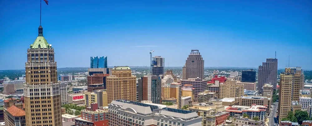 Aerial view of San Antonio, Texas during summer